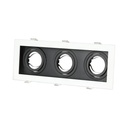 V-TAC LED Aro cuadrado x3 - Empotrable - GU10 - IP20 - Blanco + Negro