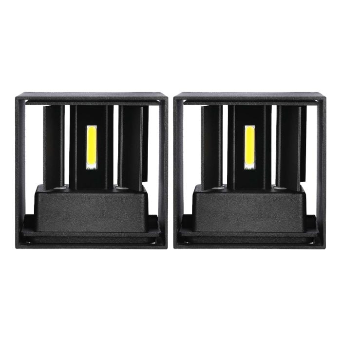 V-TAC Aplique LED Cuadrado - Bridgelux - IP65 Estanco - Negro - 5W - 700 Lumens - 3000K - Pack de 2