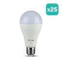Bombilla LED V-TAC GLS - Samsung -  Soporte E27 - IP20 - Blanca - 15W - 1250 Lumens - 3000K - Pack de 25