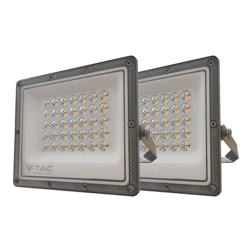 [23613] Proyector LED V-TAC - Serie CCT - Impermeable IP65 - Cuerpo Gris Pistola - 30W - 2350 Lumens - 3IN1 - Pack de 2