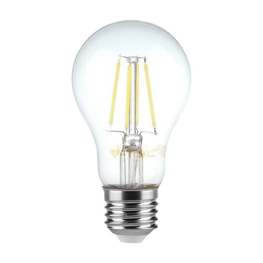 [214272] Bombilla LED V-TAC - E27 Transparente - Filamento - A60 - Soporte E27 - IP20 - 6W - 600 Lumens - 3000K