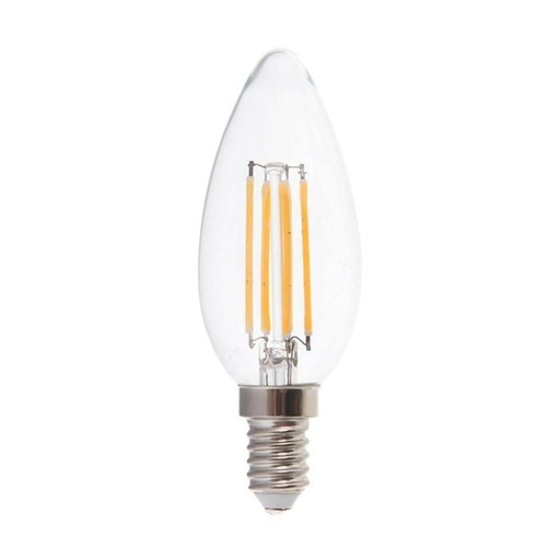 [214413] Bombilla LED V-TAC - Clara - Vela - Transparente - Soporte E14 -IP20 - 4W - 400 Lumens - 4000K