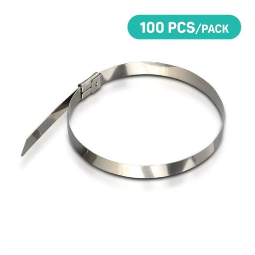 [11190] V-TAC Acero Inoxidable - Brida para Cables - 4.6 x 300mm -100 Piezas/Paquete