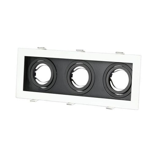 [8878] V-TAC LED Aro cuadrado x3 - Empotrable - GU10 - IP20 - Blanco + Negro