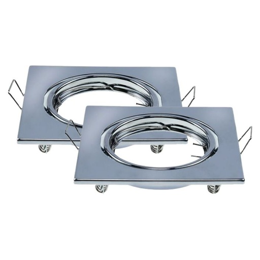 [8943] V-TAC Aro cuadrado LED - Empotrable - GU10 - IP20 - Cromo  - Pack de 2