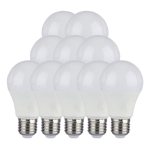 [217349] Bombilla LED V-TAC -  Soporte E27 - IP20 - Blanca - 10.5W - 1055 Lumens - 4000K - Pack de 10
